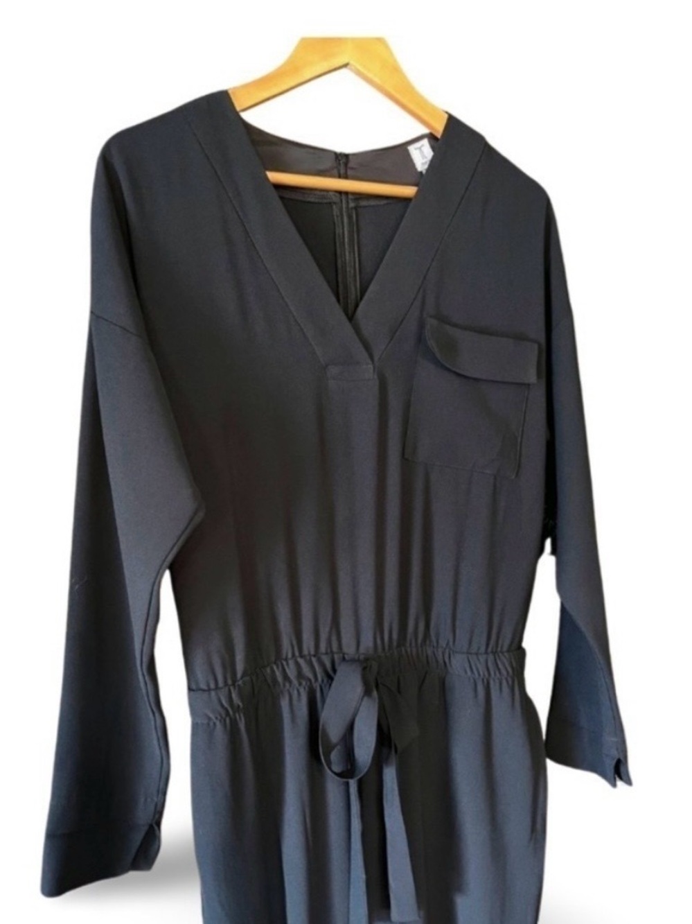Black V-Neck Tie-Waist Jumpsuit